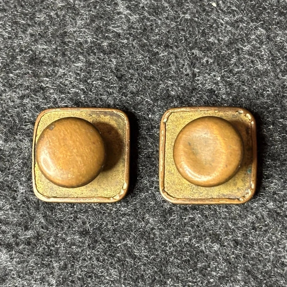 Vintage Gold and Bronze Cufflinks with Mother of Pearl Inlay